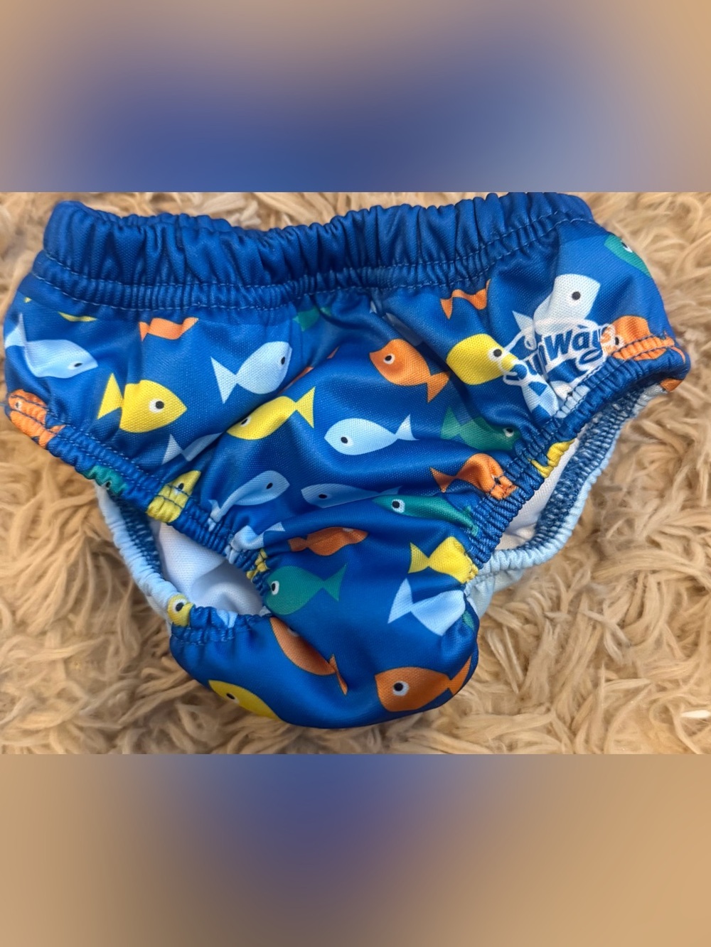 Blue Swim Diaper Cover with Colorful Fish Print